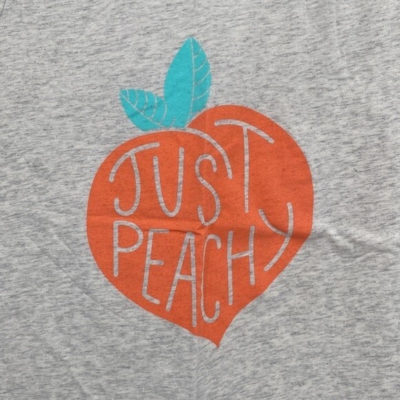 Justice Girls Gray Peach Just Peachy Graphic Tee Shirt size 14/16 plus - Picture 2 of 6